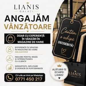 Lianis dama angajeaza vanzatoare 