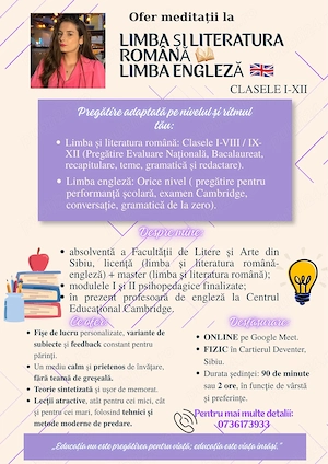 Meditații la limba și literatura română și limba engleză ONLINE FIZIC în Sibiu