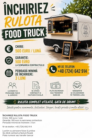 Închiriez rulota food truck - jud. Constanta