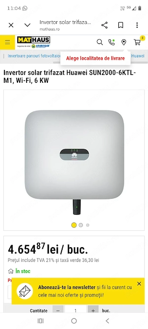 Invertor Hibrid monofazat Huawei 6 kW - SUN2000-6KTL-L1