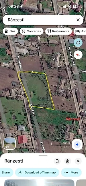 Teren intravilan 2200 mp   Rânzești, com. Fălciu   aproape de asfalt   stradă principală
