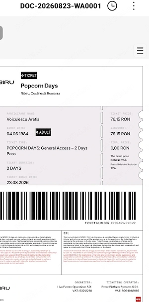 Vand bilet Nibiru Popcorn Days 