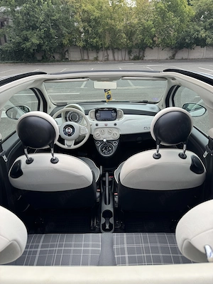 Vând Fiat 500C Cabrio   alb cu acoperiș decapotabil roșu, 72000 km, automat - imagine 4