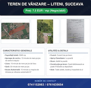 Teren 5000 mp Intravilan Liteni - Asfalt & Utilități & Acte Impozite la zi