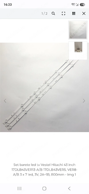 Barete led TV Vortex V43V650S (2 buc A 7led+1 buc B 7led)