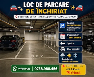 Loc parcare la SUBTERAN in Smart Residence Lujerului - MILITARI (Sect.6)