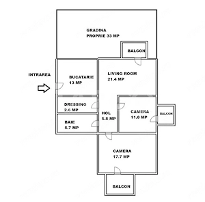 Apartament 3 camere de vanzare parter cu gradina balcon dressing - imagine 3