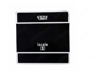 Cântar electronic Iscale S cu afișaj digital, realizat din sticlă și plastic. Ideal pentru a monitor