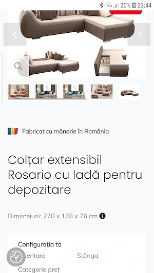 canapea coltar culoare verde stofa si imitatie din pielea, nouă 