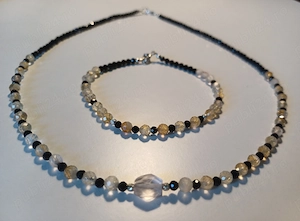 Set colier și brățară citrin, spinel și argint 