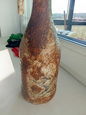 sticla decorativa lucrată manuala cu efect Rusty oxidat 