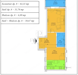 Apartament 2 camere | 58,67 mp | Teras #259; 6,89 mp | Etaj 1 | Mehala – l #226;ng #259; Pia #539;a  - imagine 5