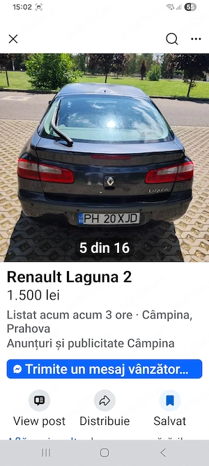 RENAULT LAGUNA 2, 1.6 Benzină   2003    - imagine 5