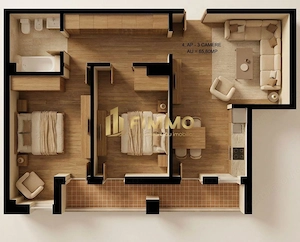 Apartament 3 cam | 65.6mp | Bloc Nou | Burdujeni | ID:1924