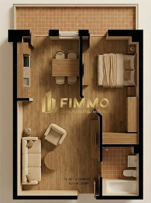 Apartament 2 cam | 41.3mp | Bloc Nou | Burdujeni | ID:1922 - imagine 2