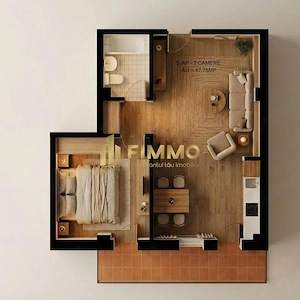 Apartament 2 cam | 48mp | Bloc Nou | Burdujeni | ID:1923 - imagine 2
