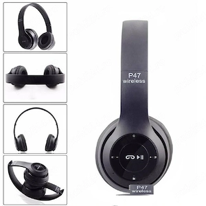 Casti wireless bluetooth radio MP3 TF mic.albastru,megabas