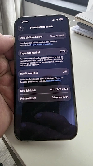 iPhone 15 Pro 256GB - Prim proprietar (Altex), Full Box, Stare Impecabilă