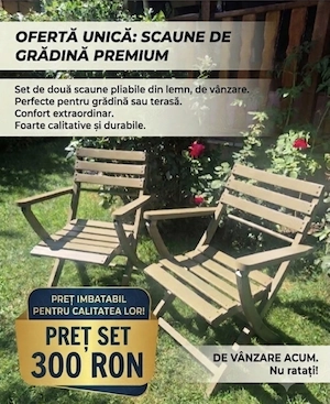 Set de 2 scaune lemn pentru gradina
