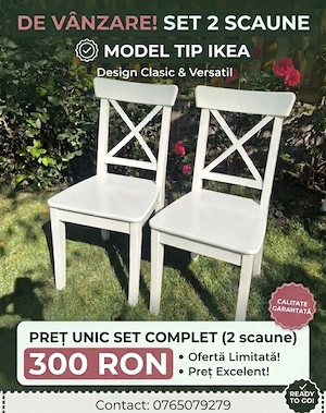 2 scaune albe model Ikea