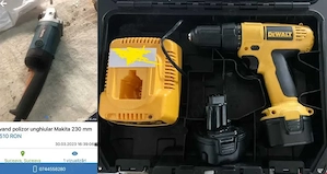 Masina de gaurit si insurubat  DEWALT cu baterii si polizoare unghiulare MAKITA 180si 220 mm NOI