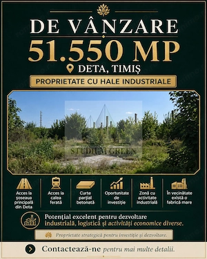 Proprietar vand 50.500 mp cu hale • Acces rutier și feroviar