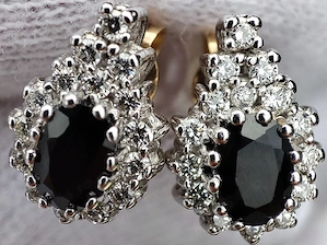 Cercei Royal aur ALB 14k cu Safire si Diamante Safir Diamant natural UNICAT ARTMAX