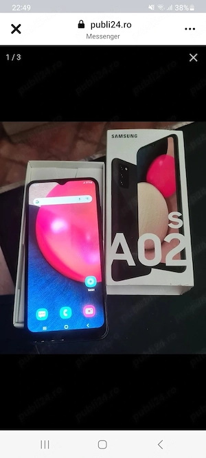 Samsung Galaxy A02s în cutie, se vinde fără încărcător - 300 lei preț fix