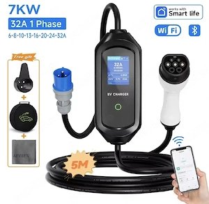 Statie încărcare type2, 11/7.2 kw,control prin Wireless pe telefon,pt Spring, Kona, Tesla, Hibride  - imagine 5