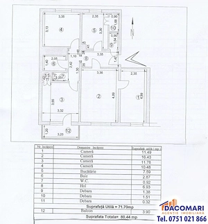 Apartament 4 camere decomandate de vânzare în exclusivitate | Țiglina 1   B-uri | Etaj 1 | 80 mp | 2 - imagine 5