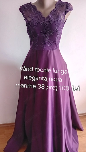 Vând rochie noua lunga eleganta cu slit pe picior  marime 42 