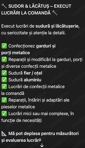 Execut lucrari sudura si lacatuserie