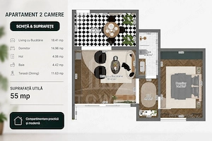 Apartament 2 camere- La cheie-Calea Surii Mici - imagine 3