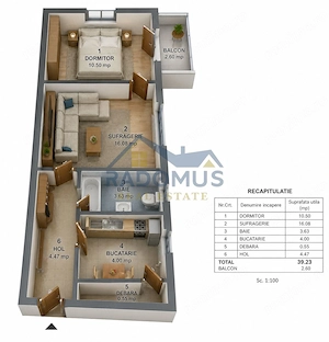 Apartament 2 camere | Ploiești Vest | Etaj 2  | 40mp - imagine 10