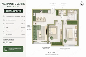 Apartament 3 camere- la cheie- Calea Surii Mici - imagine 4