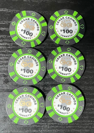 Lot Jetoane Vintage Cazinou 100$ Cesar Casinos Junket   Anii 90 (Piese Colecție   Memorabilia)