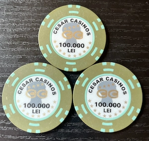 Set 3 Jetoane Casino Vintage Cesar Casinos București Anii 90 Piese Rare de Colecție