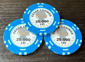 Set 3 Jetoane "Cesar Casinos" București   25.000 Lei (anii '90)