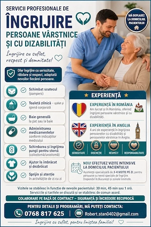 Infmier ofer îngrijire persoanelor vârstnice și cu dizabilități.