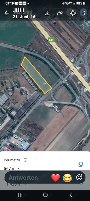 De vinzare teren extravilan linga Autostrada, suprafata 11.500mp utilitati linga teren,2 fronturi   - imagine 2