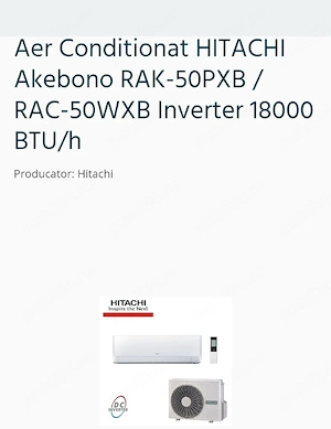 Unitate interioară aer conditionat HITACHI RAK-50PXB,se vinde doar unitatea interioară