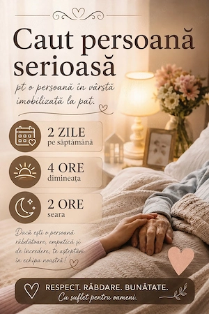 Caut persoana serioasa pt ingrijirea unei persoane in varsta!