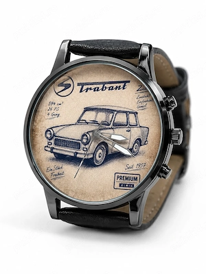Ceas Trabant nou, tematică auto retro, baterie nouă