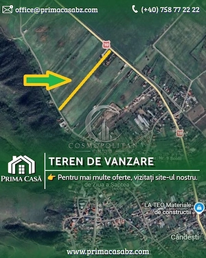 Teren in zona Candesti BZ 6400mp cu deschidere 12m la DN10 Pret: 5 mp neg
