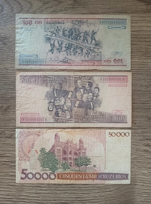 Lot 3 bancnote vechi Brazilia - Cruzeiros