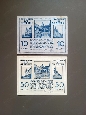 Set 2 bancnote Notgeld Austria   Hagenberg 1921