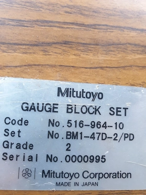 Set 47 cale Mitutoyo 516-964-10 clasa 2