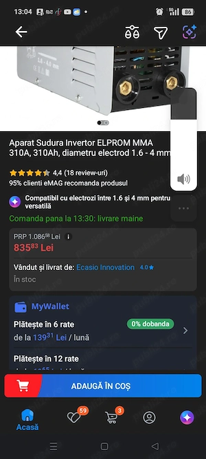 aparat sudura invertor mma 310A electrod1,6-4mm