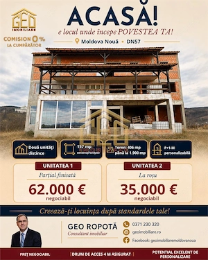 Casa DUPLEX P+1+M in Moldova Noua