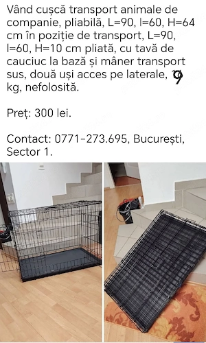 Vând cușcă transport animale companie, talie medie